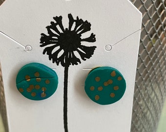 Circle polka dots stud polymer clay earrings