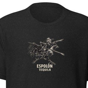 Espolón Skeleton Rooster Rider Shirt | Vintage Tequila Cowboy Graphic Tee | Western Goth Unisex T-Shirt