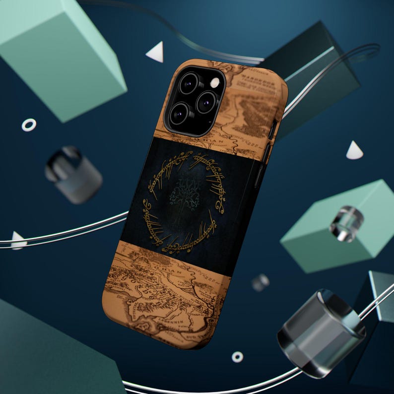 The Ring vintage op kaart geïnspireerd magnetisch telefoonhoesje, stijlvolle mobiele telefooncover, duurzame slagvaste bescherming, [...] afbeelding 5