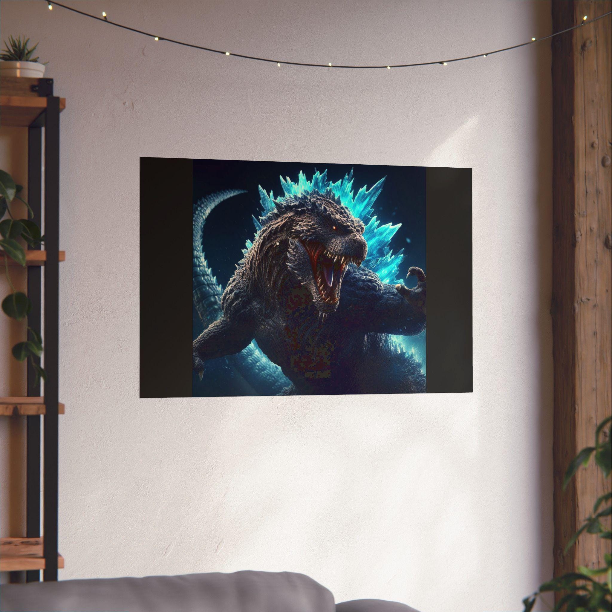 Episches Godzilla Matte Horizontale Poster, Monster Wand Kunst, Actionfigur Dekor, Geek Raum Dekor, Geschenk für Sie / Ihn