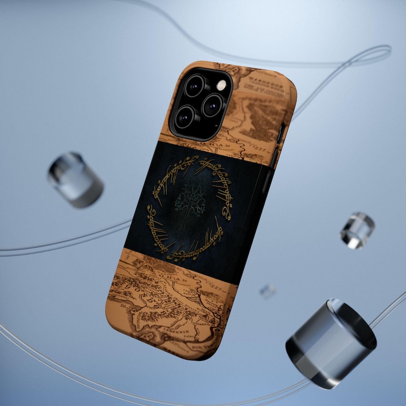 The Ring vintage op kaart geïnspireerd magnetisch telefoonhoesje, stijlvolle mobiele telefooncover, duurzame slagvaste bescherming, [...] afbeelding 1