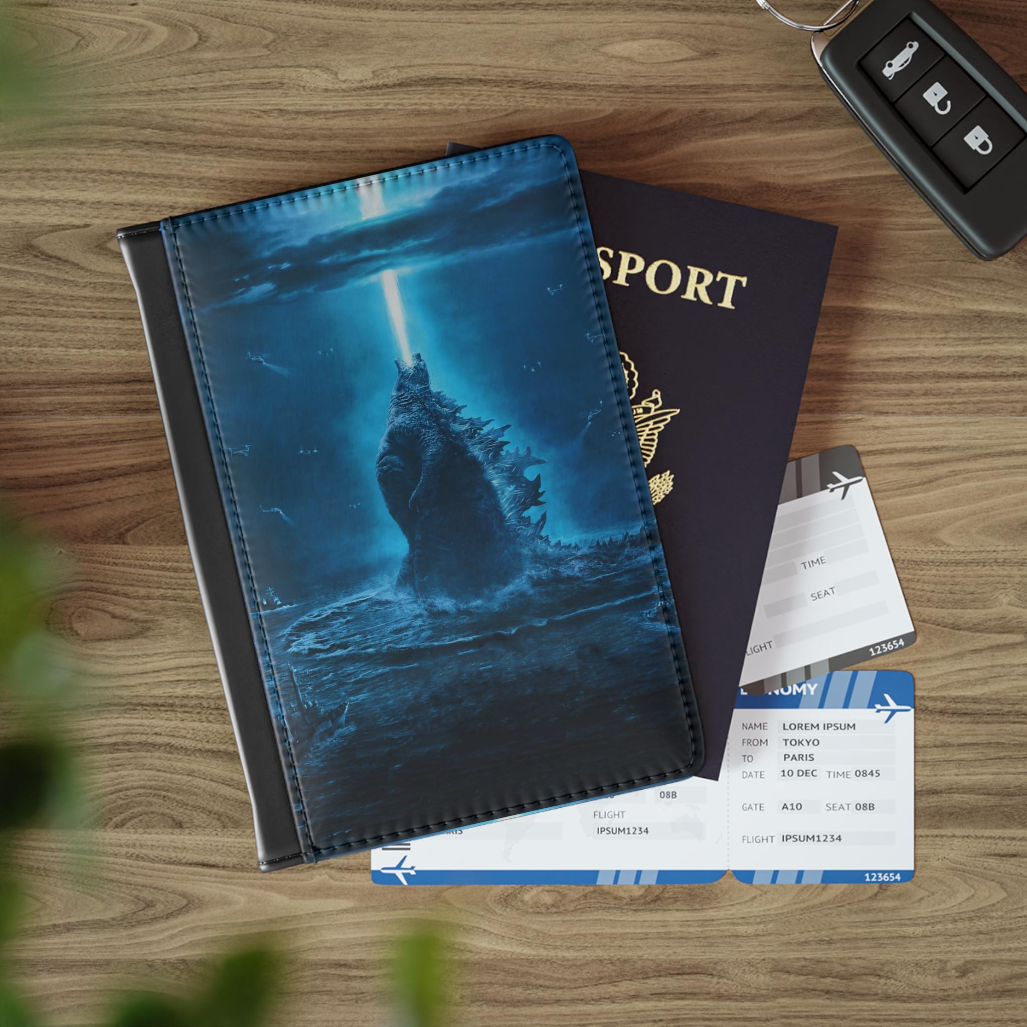 Godzilla Passport Cover - Faux Leather Travel Accessory
