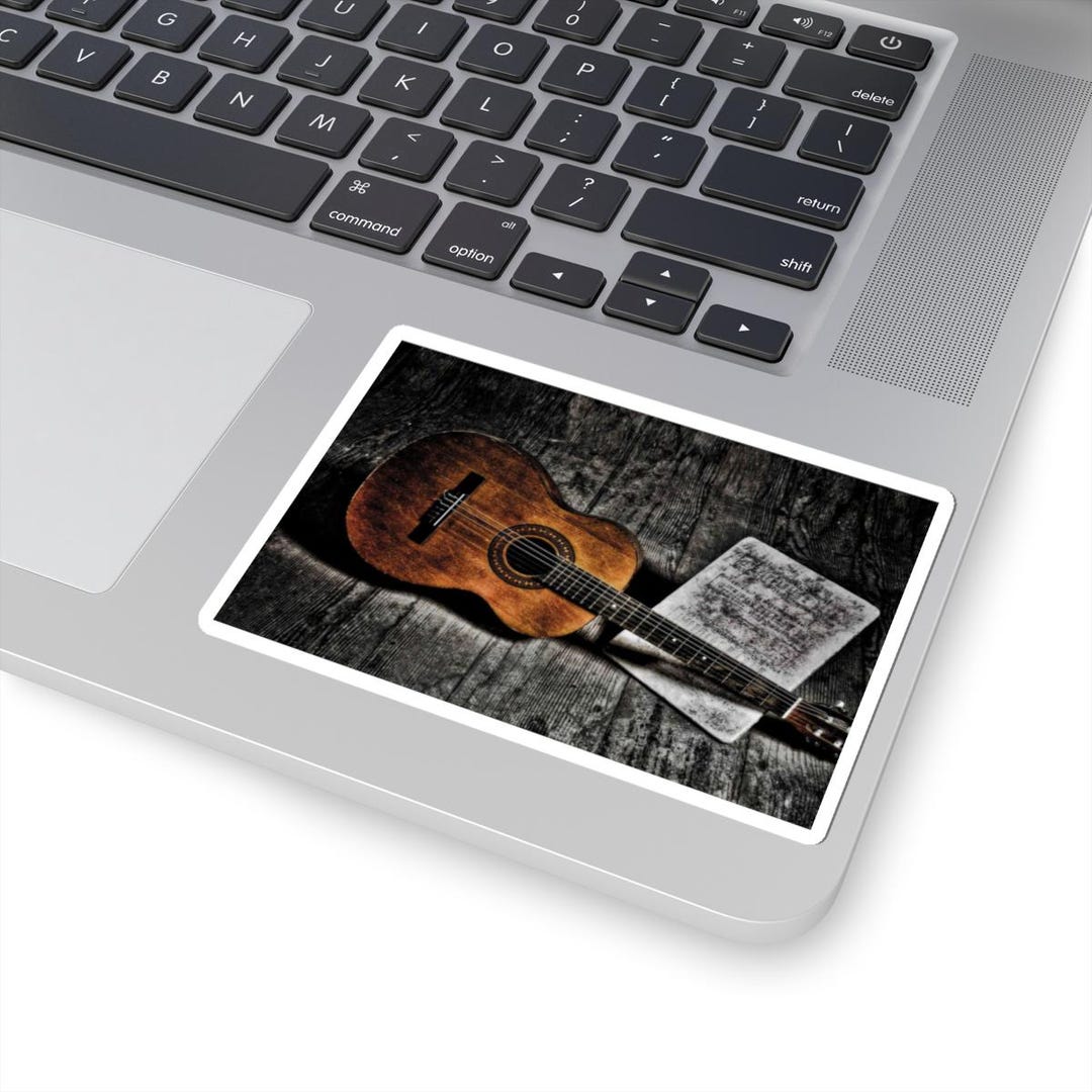 Acoustic Guitar With Sheet Music Sticker | Kiss-cut Music Decal - Etsy