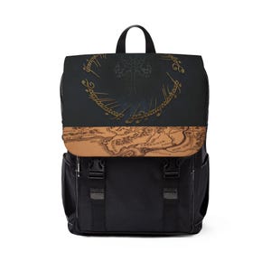 Elven Ring Map Backpack, LOTR Bag, Fantasy Travel Rucksack, Tolkien Accessories, Geeky Gift for Him/Her