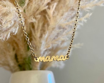 Dainty Mama Necklace and Bracelet Sentimental necklace 14K Gold mama jewelry