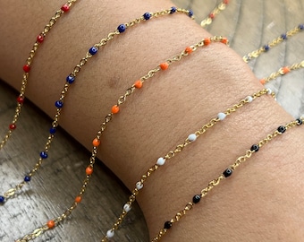 Dainty Beaded Enamel Chain, Long lasting QUALITY Permanent Jewelry chain