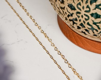 14k Gold PVD Permanent jewelry heart and paperclip chain tarnish proof