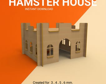 Laser Cut Hamster House Plan: SVG DXF DWG (Digital Download, 3-6mm Material Thicknesses)