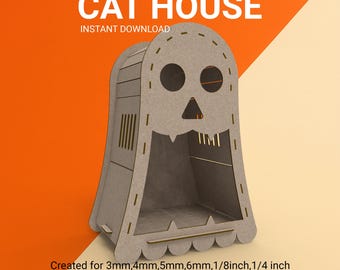 Laser Cut Cat House SVG Template (Digital Download)
