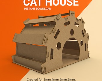 Laser Cut Cat House, CNC Template (Digital Download)