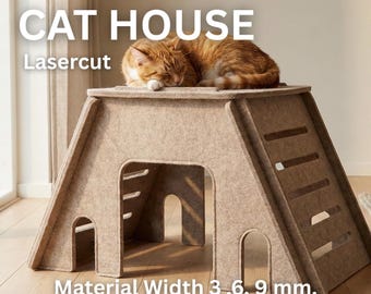 Cat House Laser Cut Design , pet house , diy , (Digital Download)