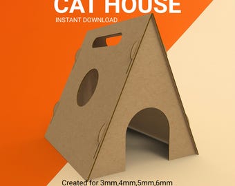 Laser Cut Cat House SVG Template: CNC Pet House (Digital Download)