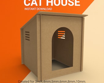 Modern Wooden Cat House Plan: DIY Pet Shelter SVG (Digital Download)