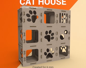 Laser Cut Cat House, CNC Template (Digital Download)
