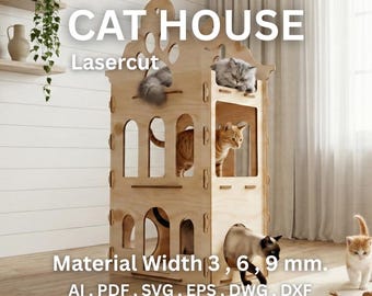 Laser Cut Cat House SVG: Monster Design (Digital Download)