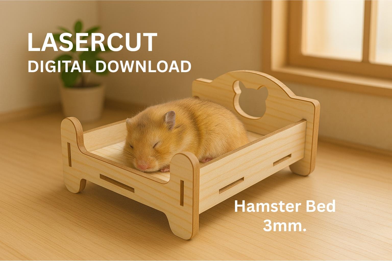 Pine Wood Hamster Cabin Wooden Hamster House – Small Pet Hideout Hut ...