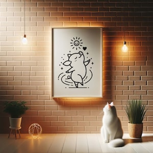 Schwein Linie Kunstdruck, Schweinetanz, Minimal Linie Kunst, Ferkel Zeichnung, Haustierkunst, minimale Ferkel Wandkunst | Sofortiger digitaler Download