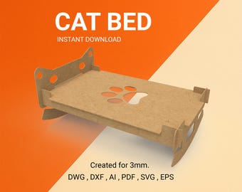 Laser Cut Cat Bed Swing Crazy Design, kitten , lazy cat : Diy Template (Digital Download)