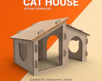 Cardboard Cat House Laser Cut Design (Digital Download)