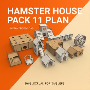 Plano de casa para hámster cortado con láser: 11 diseños (descarga digital)