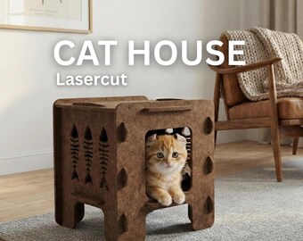 Cat House Laser Cut Design , pet house , diy , (Digital Download)
