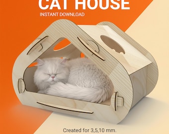Cat House Laser Cut Design , pet house , diy , (Digital Download)