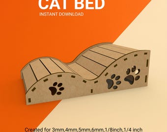 Laser Cut Cat Bed Template: Minimalist Curve Design (SVG, DXF, Dwg)