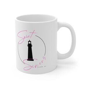 Saint Simons Island Pink Lighthouse- Ceramic Mug 11oz