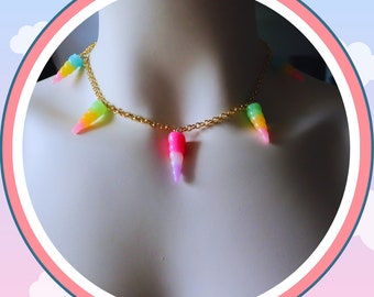 Schattige regenboog eenhoorn hoorn spike choker - veelkleurig