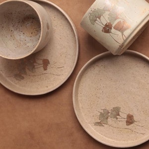 Gingko Serie Handmade Ceramic Mug Plate Special Art Drinkware Handmade Design Gingko Plate