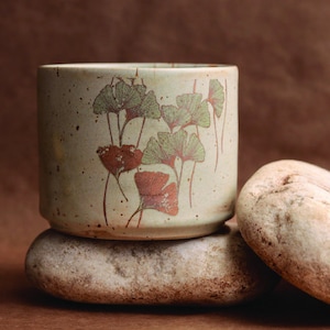 Gingko Serie Handmade Ceramic Mug Plate Special Art Drinkware Handmade Design Gingko Cup