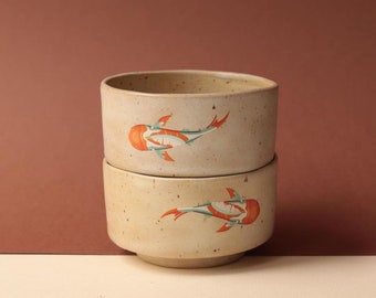 Koi Fish Bowl Japanese Culture Home Decor Ceramic Handmade Koi Bowl