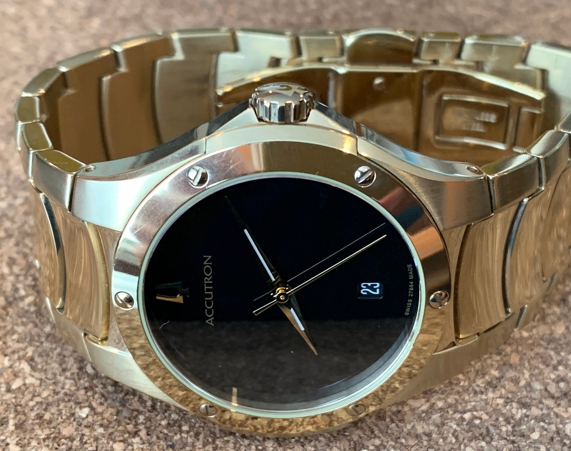 Bulova Accutron Belize Museum/movado Dial Gold Tone Quartz Etsy