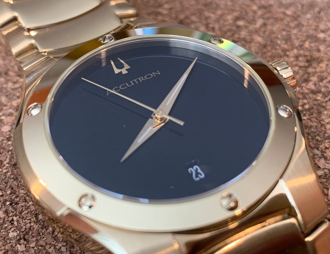 Bulova Accutron Belize Museum/movado Dial Gold Tone Quartz Etsy