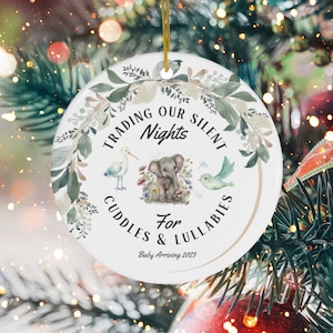 Coming Soon Ornament, Expecting Ornament, We&#39;re Pregnant Baby Name Gift, Pregnancy Reveal Birth Announcement, Pregnant Christmas, New Parent