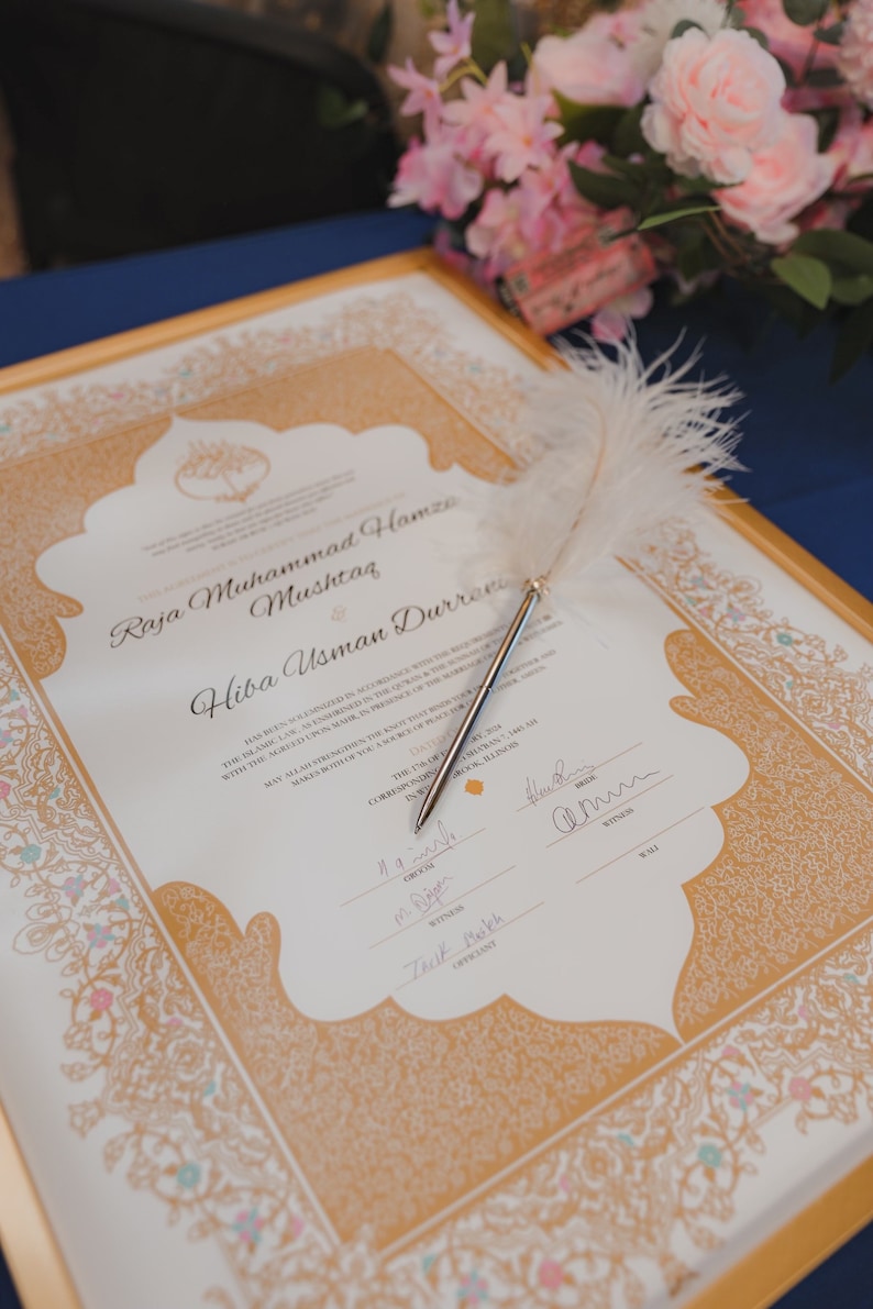 Premium Nikkah Contract Custom Nikkah Nama Islamic Wedding Contract Personalized, Digital, Printable Nikkah Certificate Intricate image 6
