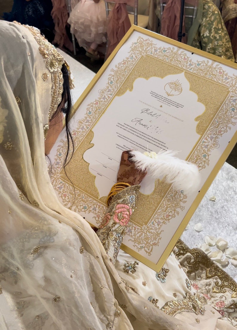 Premium Nikkah Contract Custom Nikkah Nama Islamic Wedding Contract Personalized, Digital, Printable Nikkah Certificate Intricate image 1