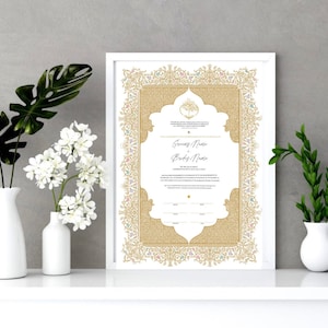Nikkah-contract | Aangepaste Nikkah Nama | Islamitisch huwelijkscontract | Gepersonaliseerd, digitaal Nikkah-certificaat | Ingewikkeld