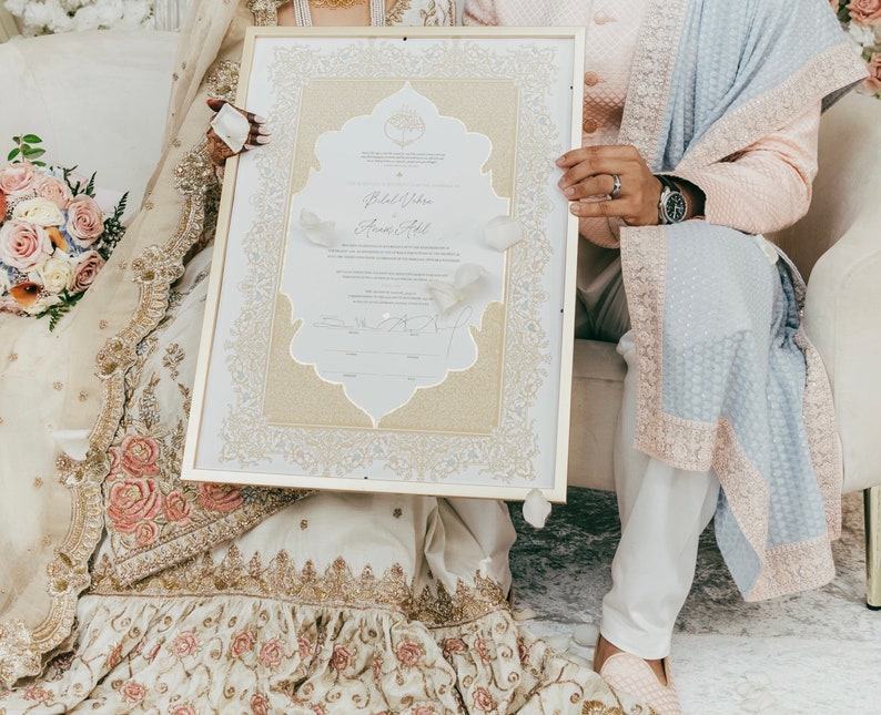 Premium Nikkah Contract Custom Nikkah Nama Islamic Wedding Contract Personalized, Digital, Printable Nikkah Certificate Intricate image 3