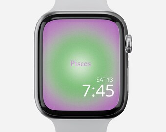 Zodiac Watch Face, Gradient Watch Face, Zodiac Apple Watch Wallpaper, Aesthetic Wallpaper for Apple Watch, Pisces Apple Watch Wallpaper