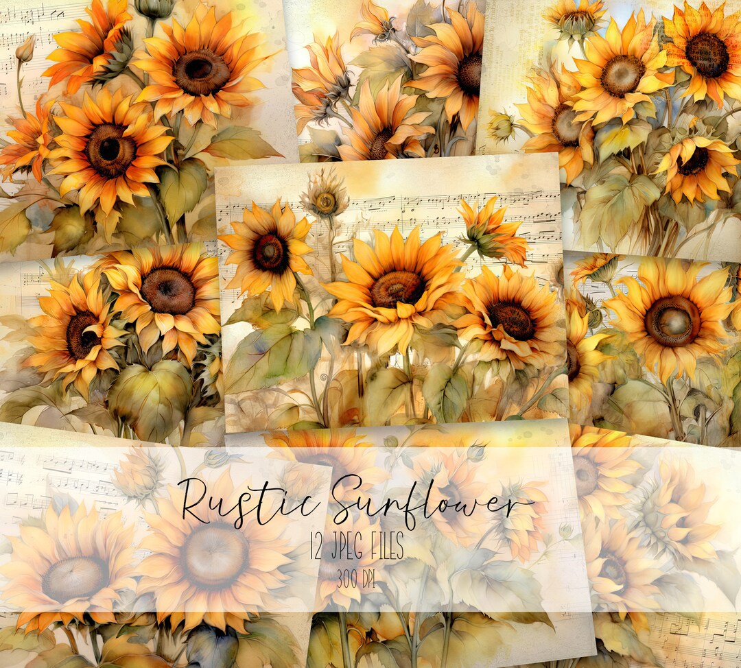 Sunflower Junk Journal Kit Vintage Ephemera Journal Sunflower Digital ...