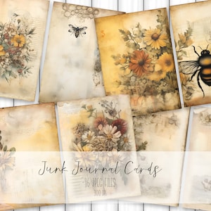 Honey Bee Junk Journal Kit Vintage Ephemera Journal Vintage Bee Digital Paper Journal Cards Autumn Printable Shabby Pages