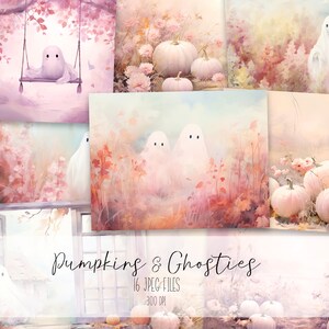 Ghosts & Pumpkins Junk Journal Kit Vintage Ephemera Journal Autumn Pumpkins Digital Paper for Scrapbooking Autumn Printable Shabby Pages