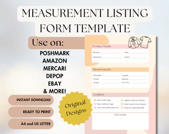Reseller Measurement Listing Form Template (Printable PDF)