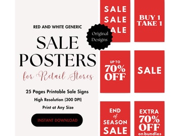 Letrero de oferta imprimible, descargable para tiendas minoristas, boutiques y comercios, letrero para pequeñas empresas, promoción de tiendas, descarga instantánea, oferta roja