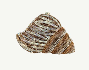 Conch Crystal Clutch Shell Evening Bag | Swarovski Crystal Shell Purse | Clutch for Wedding Prom Bachelorette | Luxury Handbags | Gift Idea