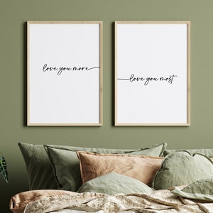 Conjunto de 2 impresiones digitales / Arte de pared de amor / Conjunto de arte de pared minimalista de 2 / Decoración de dormitorio / Cartel de cita de amor imprimible