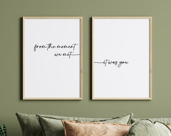 Stampa citazione / eri tu / Set di 2 wall art stampabili / Sopra l'arredamento della parete del letto / Citazione d'amore /