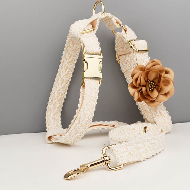Personalized White Lace Dog Wedding Harness & Leash Set With Etsy