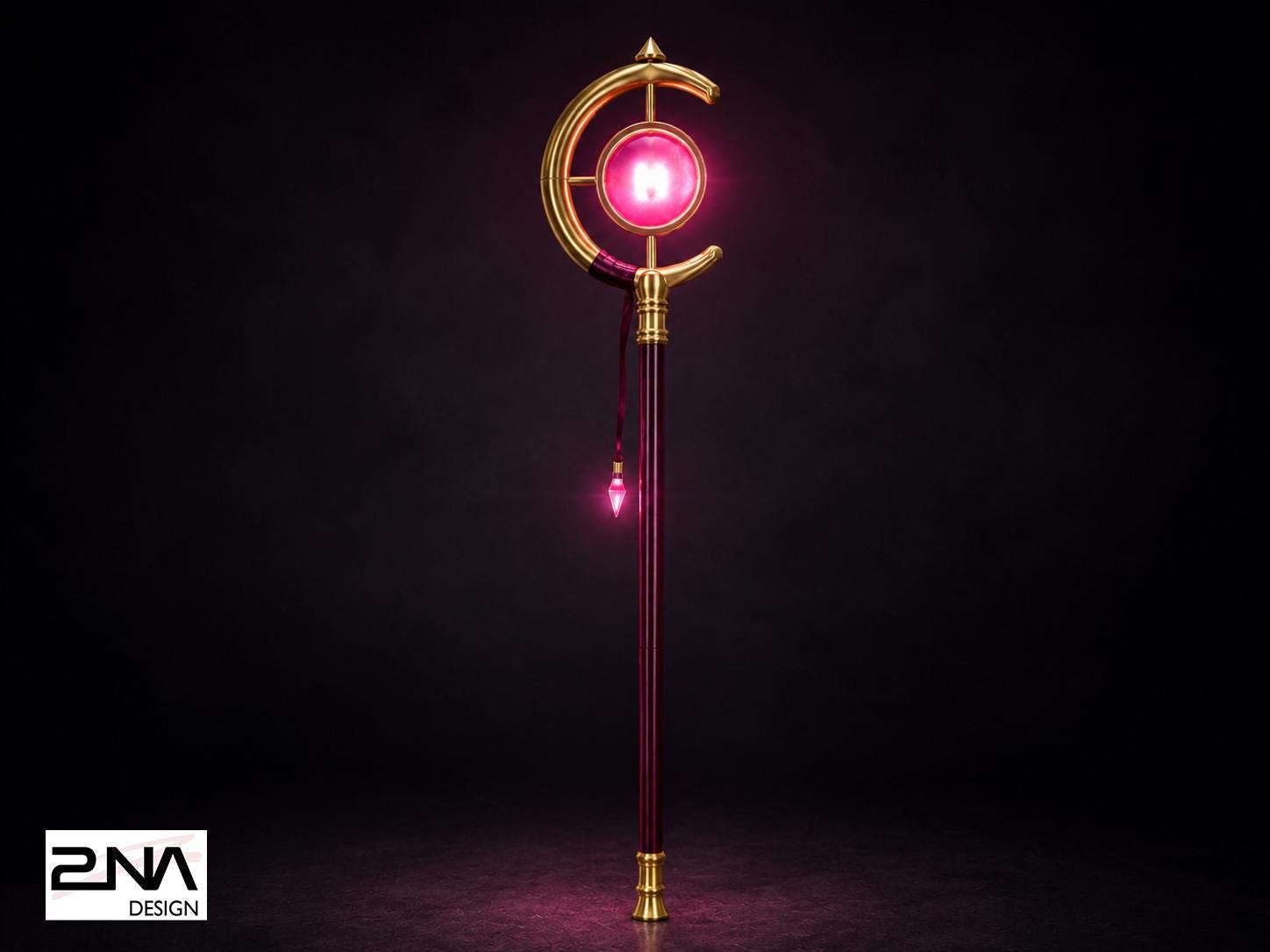 3D Printed Frieren’s Mage Staff | Crimson Gold Crescent Cosplay Prop